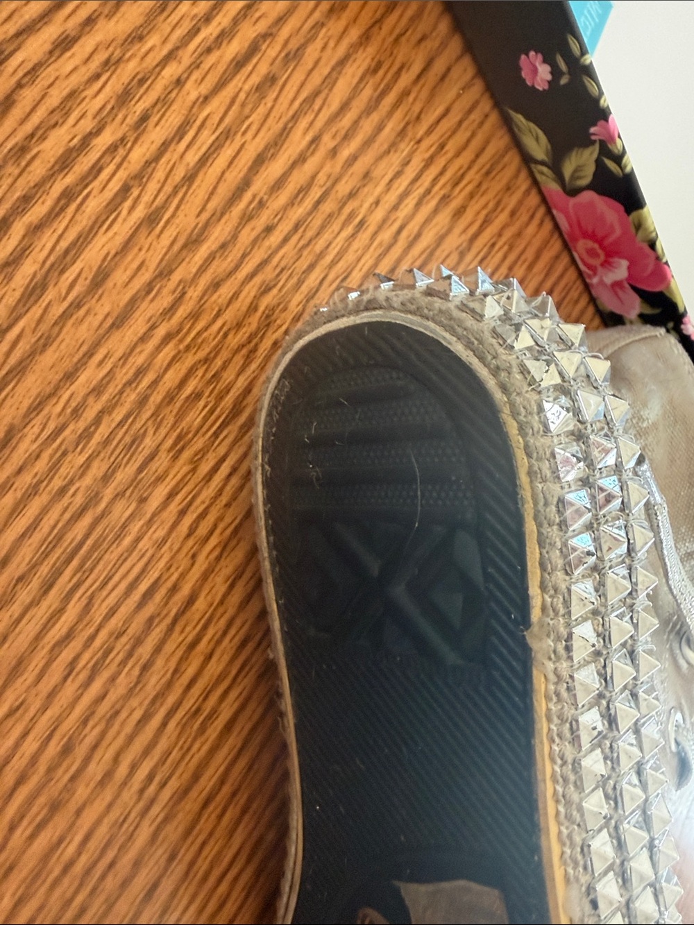Metallic Taupe High-Top Sneakers with Crystal Stud Detailing - Picture 5 of 8